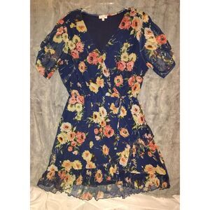 AVLN Studio Size 2X Floral BOHO Ruffle Sundress Wrap Plus Size Whimsy Goth Curvy
